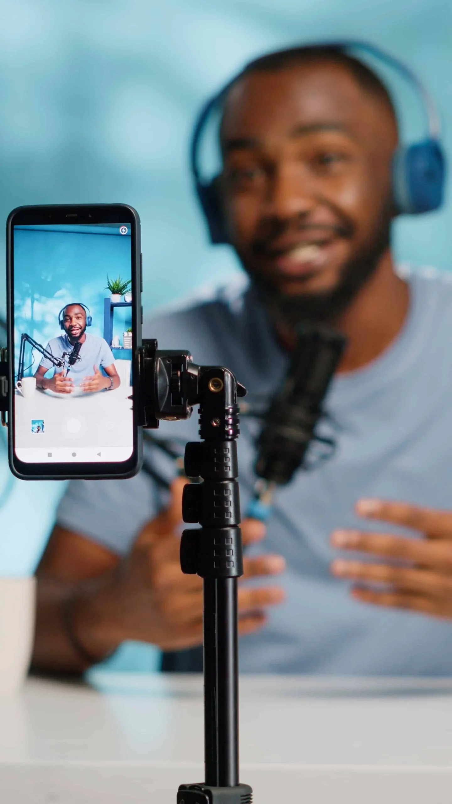 A Man Recording a Podcast or Video Stream for Campaigns